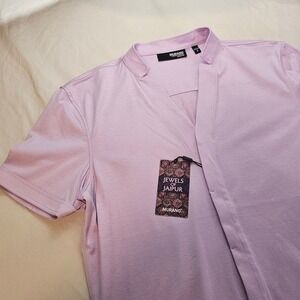 Murano Liquid Luxury S Jewels of Jaiper Mandarin Collar Hidden Button Shirt 1248